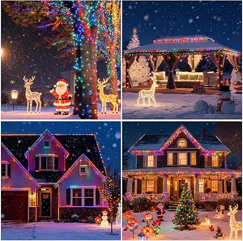 Miniatura 5 de SOLARBABY Guirnalda de luces solares, 400 luces LED solares impermeables de 131.2 ft, 8 modos de luces de fiesta para jardín, árbol de Navidad,
