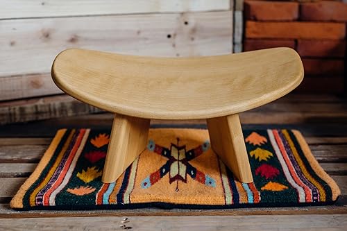 Miniatura 2 de Banco de meditación IKUKO Original, versión portátil con bolsa, asiento ergonómico de madera hecho a mano local, prana yoga, 2 colores, 3 tamaños de