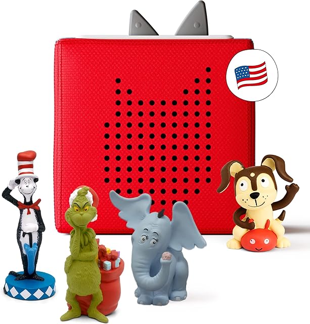 Toniebox Audio Player Dr. Seuss Bundle - Listen, Learn, and Play with One Huggable Little Box - Red