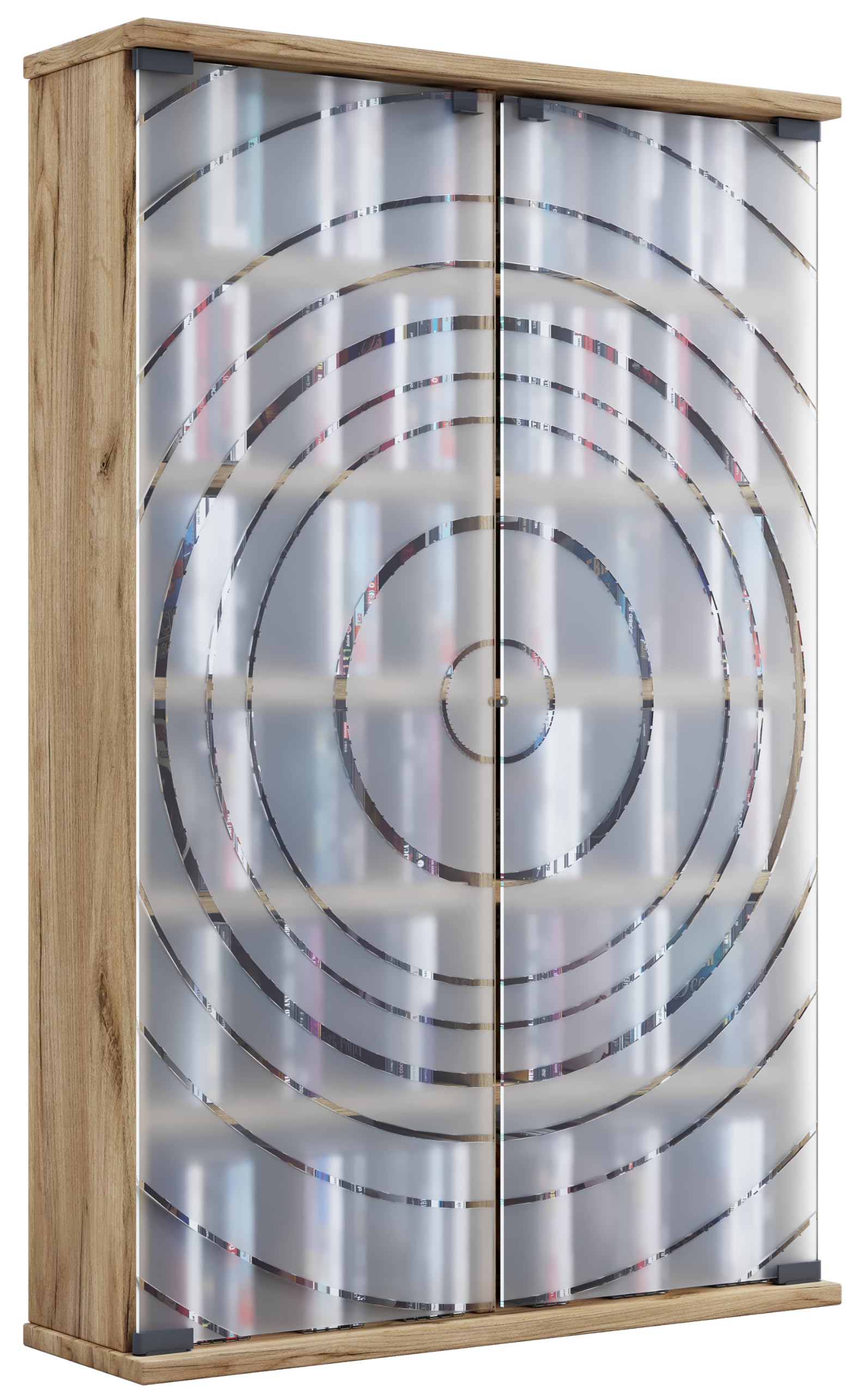 VCM Holz CD DVD Stand Regal | platzsparender CD Schrank mit 2 ESG-Sicherheitsglastüren für 300 CDs oder 130 DVDs oder 72-Videos | Maße: H. 92 x B. 60 x T. 18 cm | 10 Variable Einlegböden – Tilano L