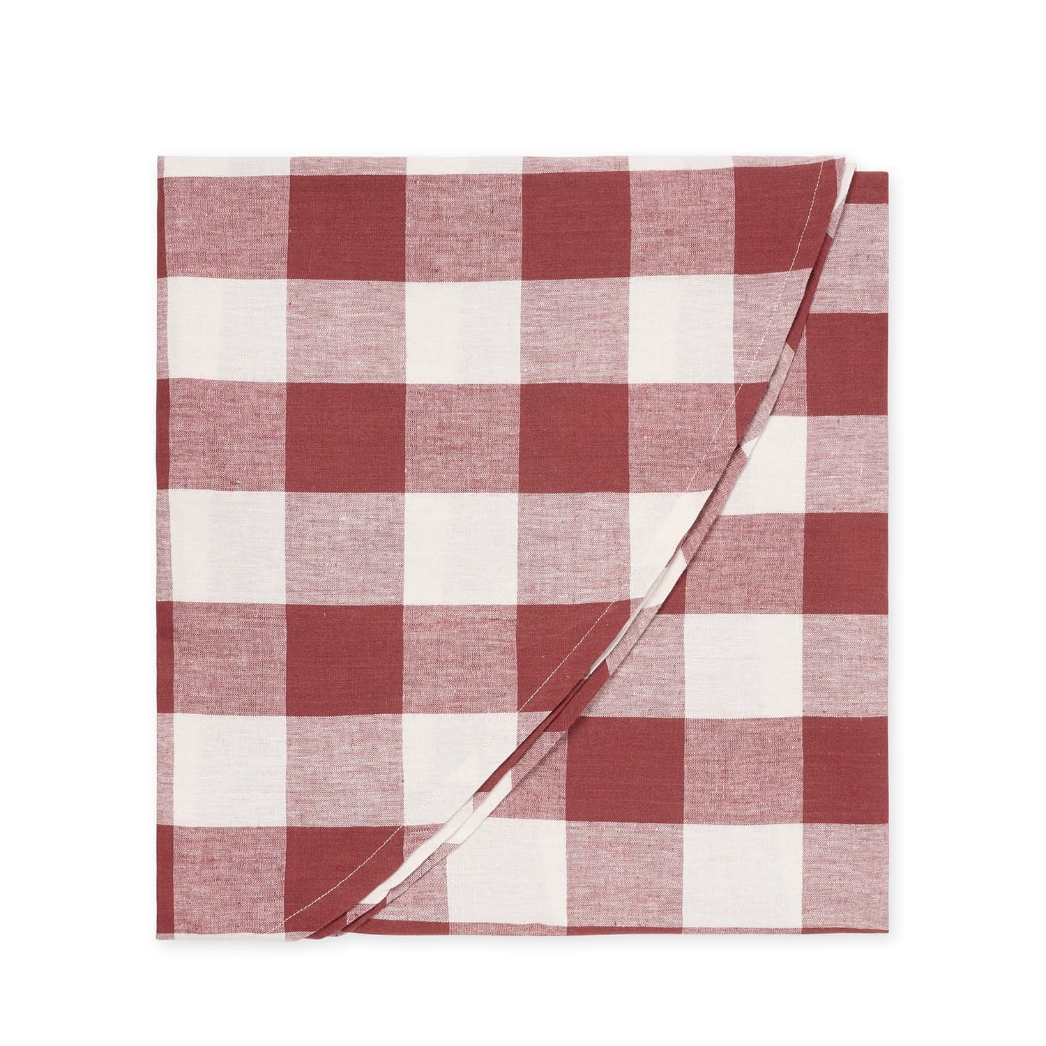 Sophie Allport Red Rustic Gingham Round Linen Tablecloth