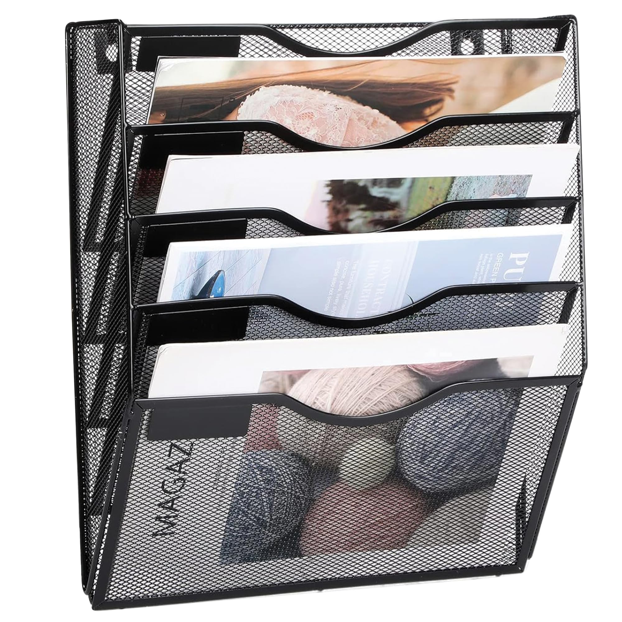 ZYLEN Wall File Holder – Sleek Black Metal Organizer for Documents and Folders, Home, and Classroom – Compact and Stylish Storage Solution for Papers, Folders, and Files (38 x 32 x 10 cm)