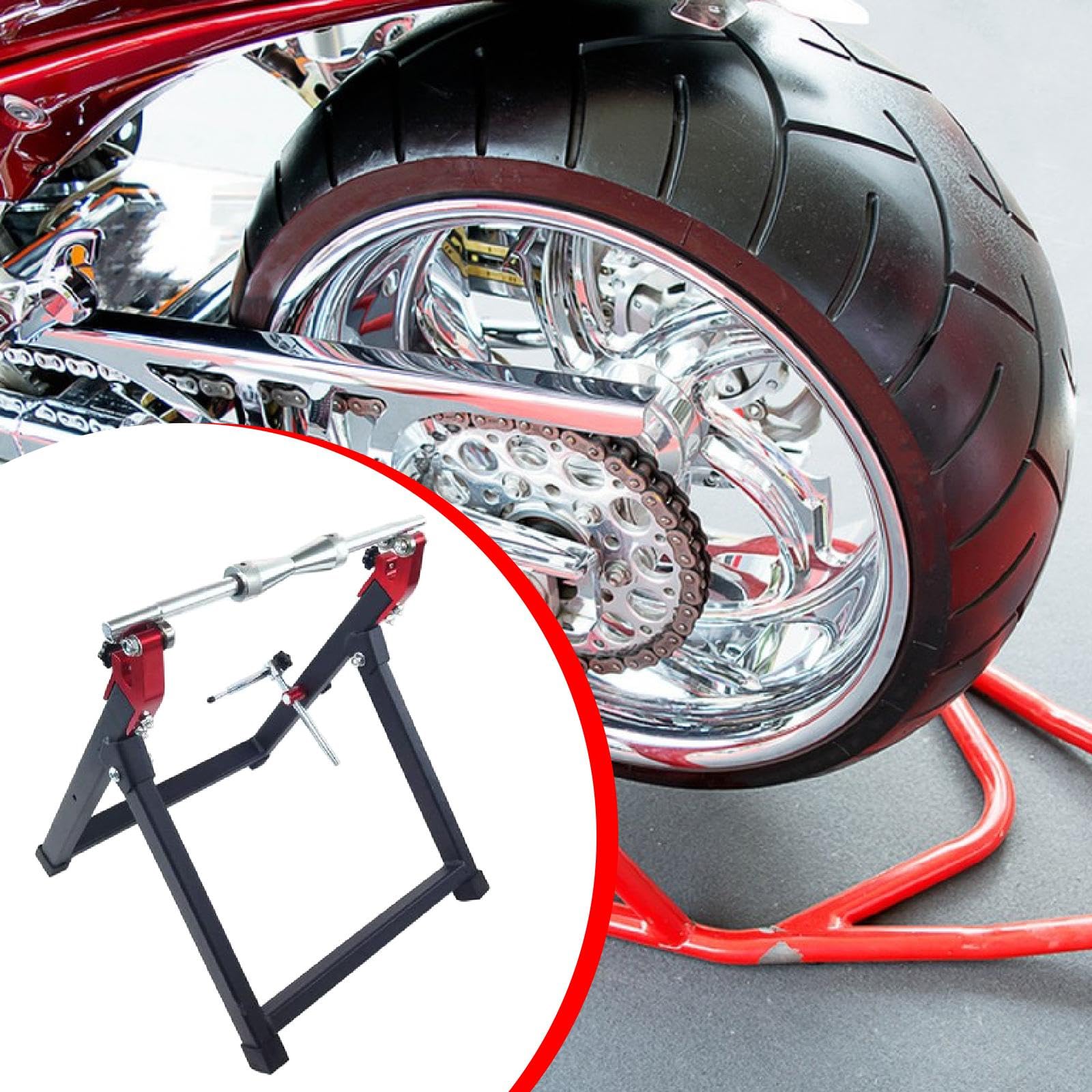 Equilibradora de Ruedas de Motocicleta Portátil con Fácil Instalación, Rojo