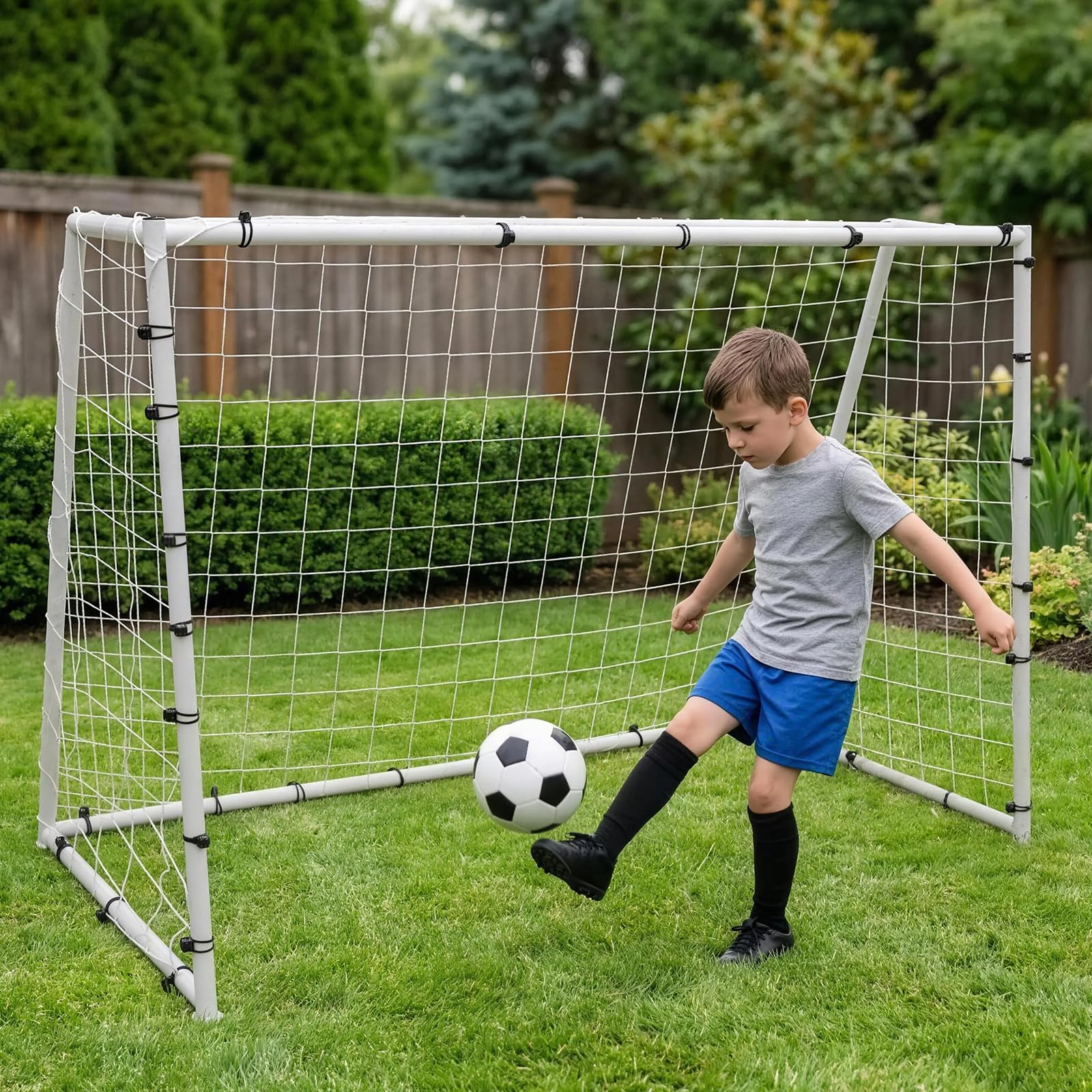 Porta da calcio per giardino, in metallo resistente e montaggio senza