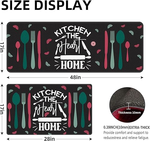 Miniatura 3 de Cifupy Juego de 2 tapetes y alfombras de cocina, antideslizantes, alfombras de pasillo y tapetes de piso, tapetes súper absorbentes y suaves de pie