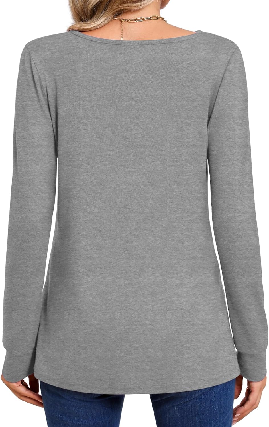 Huukeay 3 Pack Women's Long Sleeve Shirts 95% Cotton Boat Neck Sweatshirt Basic Tunic Top Loose Fit Outfit Wear with Leggings - Image 2