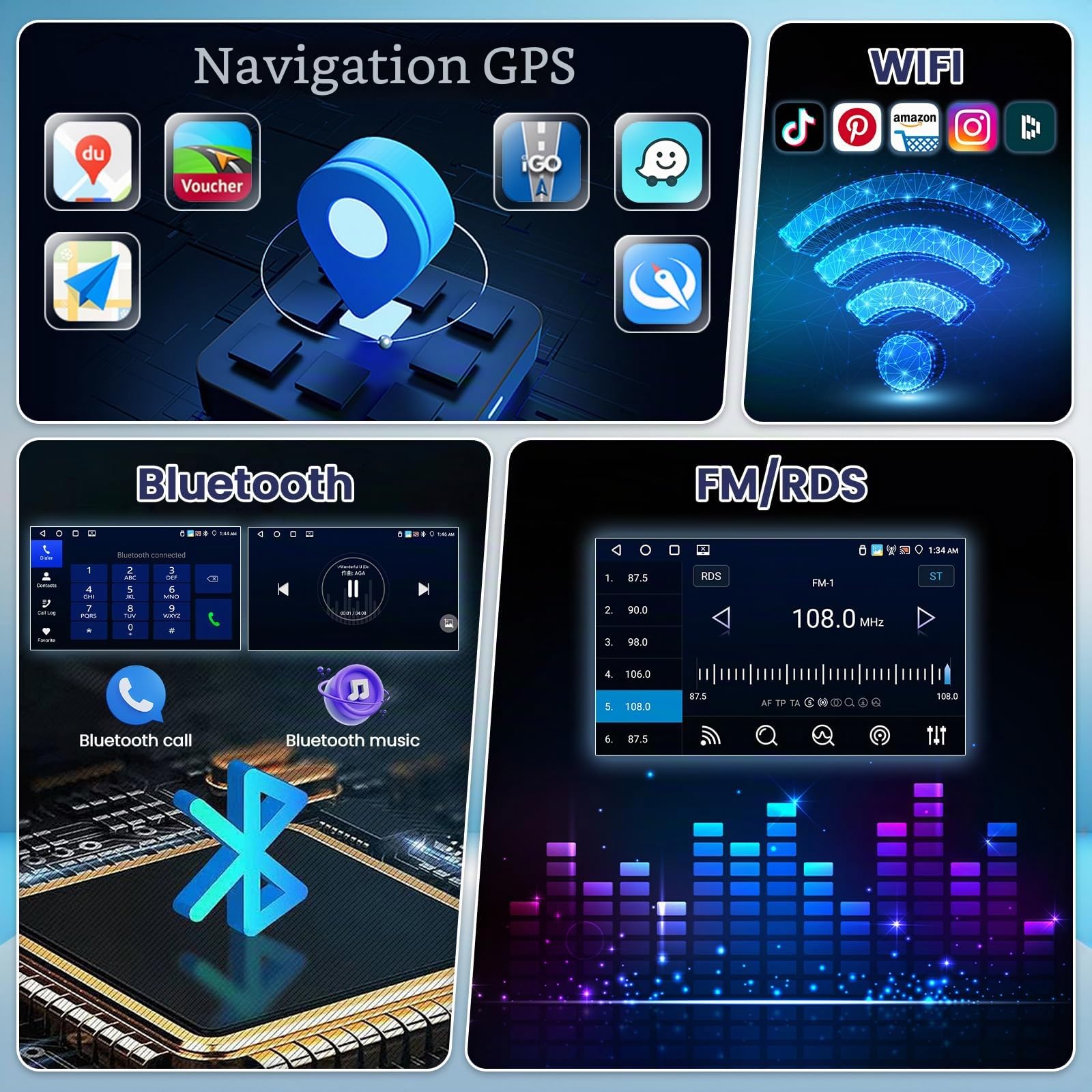 Roinvou 7'' 4+64GB Autoradio Android 15 pour VW Golf 5 6 Passat Polo