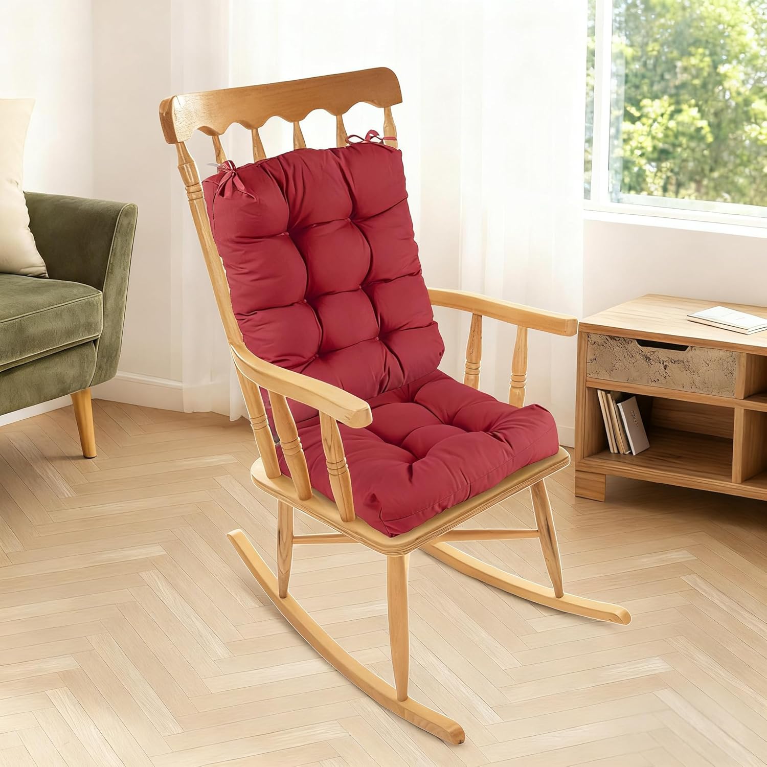 Rocking Chair Cushion Set, Patio Back and Seat Chair Cushions with Non-Slip Ties, Oxford Cloth Surface Comfortable Thick Seat Pad for Indoor Outdoor
