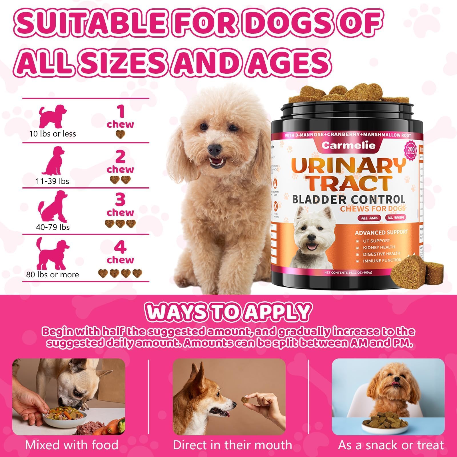 Cranberry for Dogs, Dog Urinary Tract & Bladder Support + D-Mannose, 200ct — Amazon image 8