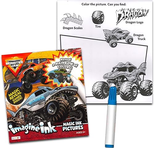 Miniatura 4 de Monster Jam Ultimate - Juego de libros para colorear para niños, paquete de actividades con tinta Monster Jam Imagine, mini libro para colorear, más