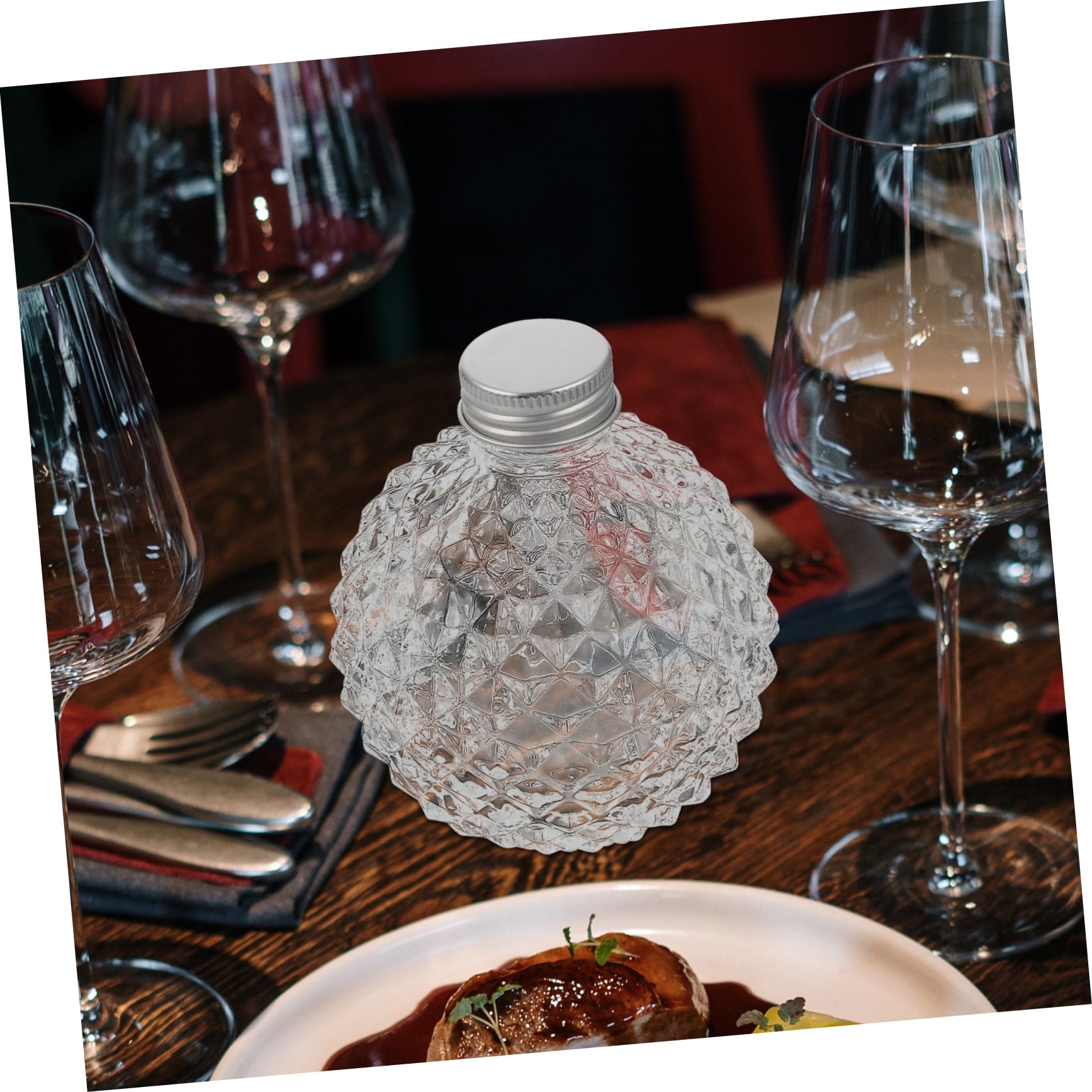 COLLBATH Set of 2 Curved Design Glass Wine Bottles 8oz Sealing Shot Bottles Kitchen Storage Juice Preservation Elegant Leakproof