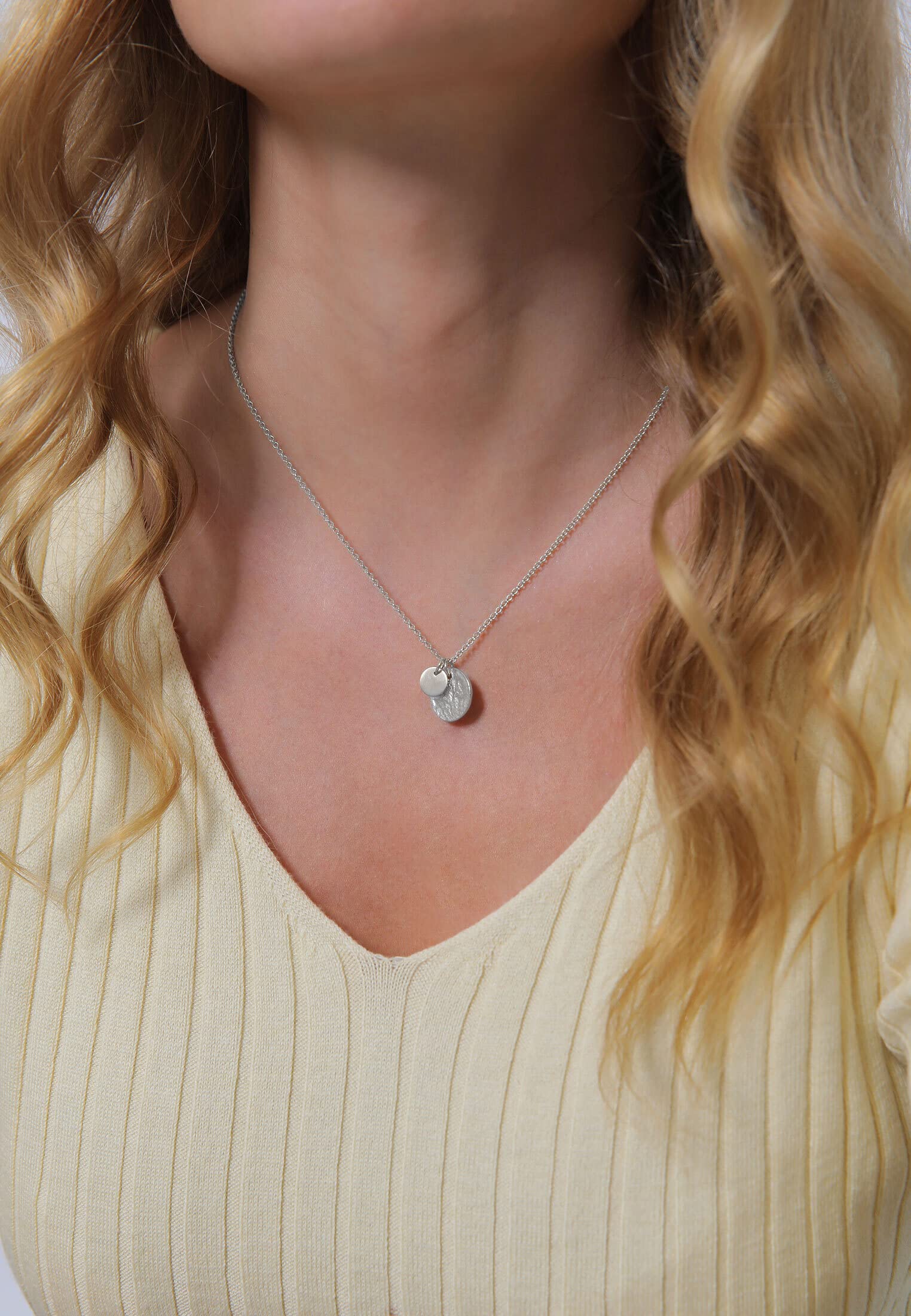 Elli Collana Donna Ciondolo Piatto Martellato in Argento Sterling 925