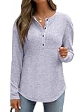 ANRABESS Long Sleeve Shirts for Women Henley Tops Dressy Casual T-Shirts Blouses 2025 Fall Lightweight Sweaters