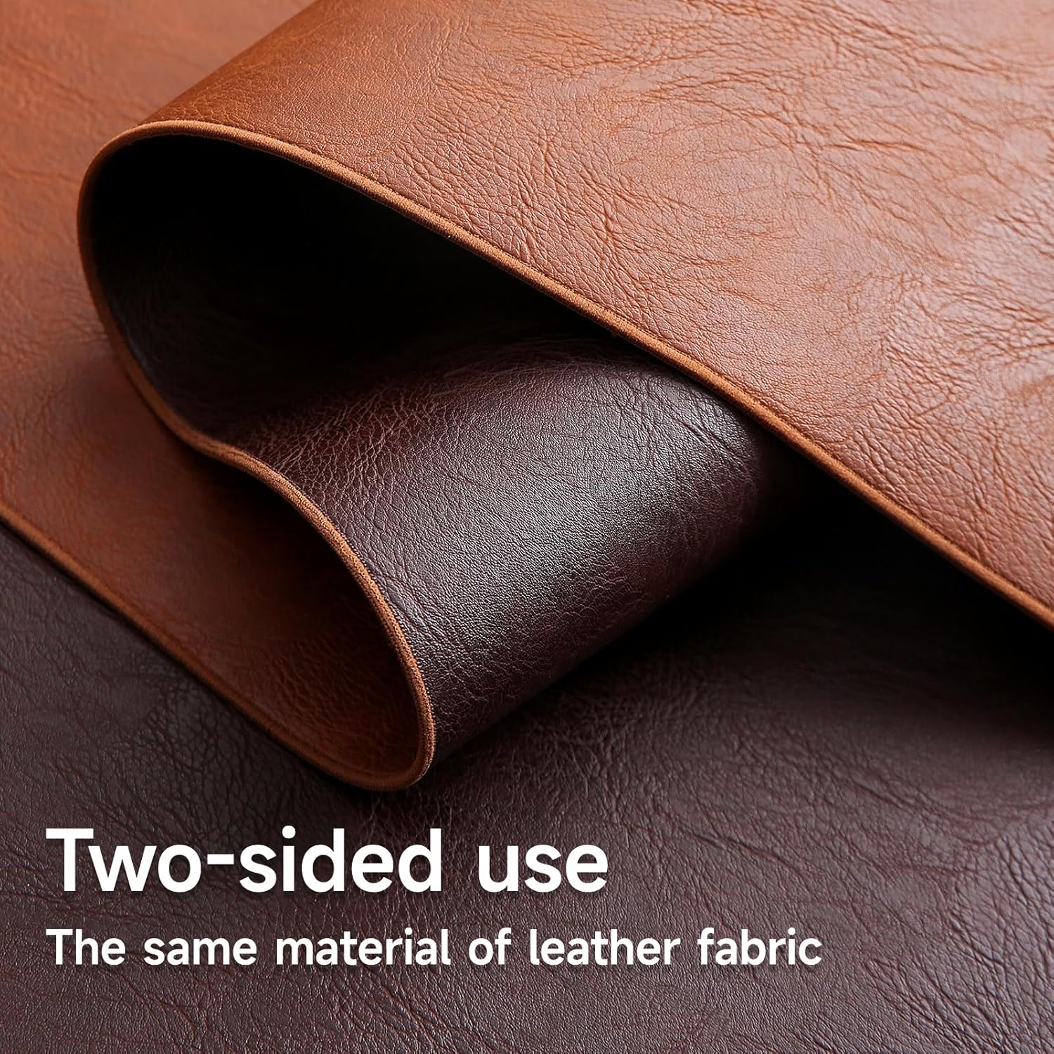 Double-Sided Faux Leather Table Runner, Brown & Coffee Reversible, Waterproof Heat Resistant Non-Slip Wipeable Oil-Proof Tablecloth, for Dining/Coffee/TV Stand/Dresser 13x36 inch