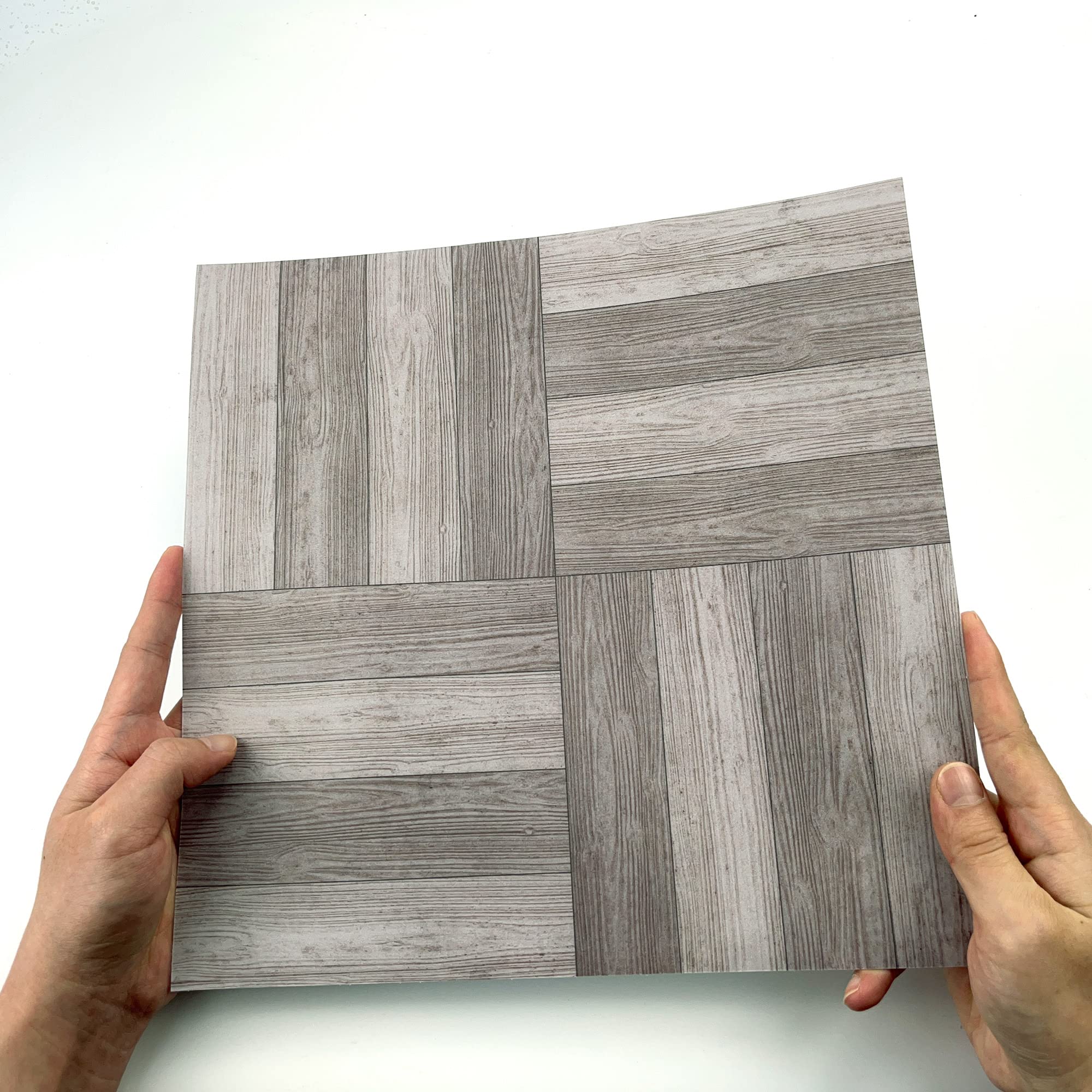 Alwayspon Vinyl Floor Tiles Sticker, Waterproof Non-slip Splashback Thicken PVC Vinyl Flooring Tiles, Self-adhesive Peel and Stick, 12inchx12inch/30x30cm, Grey Wood Grain