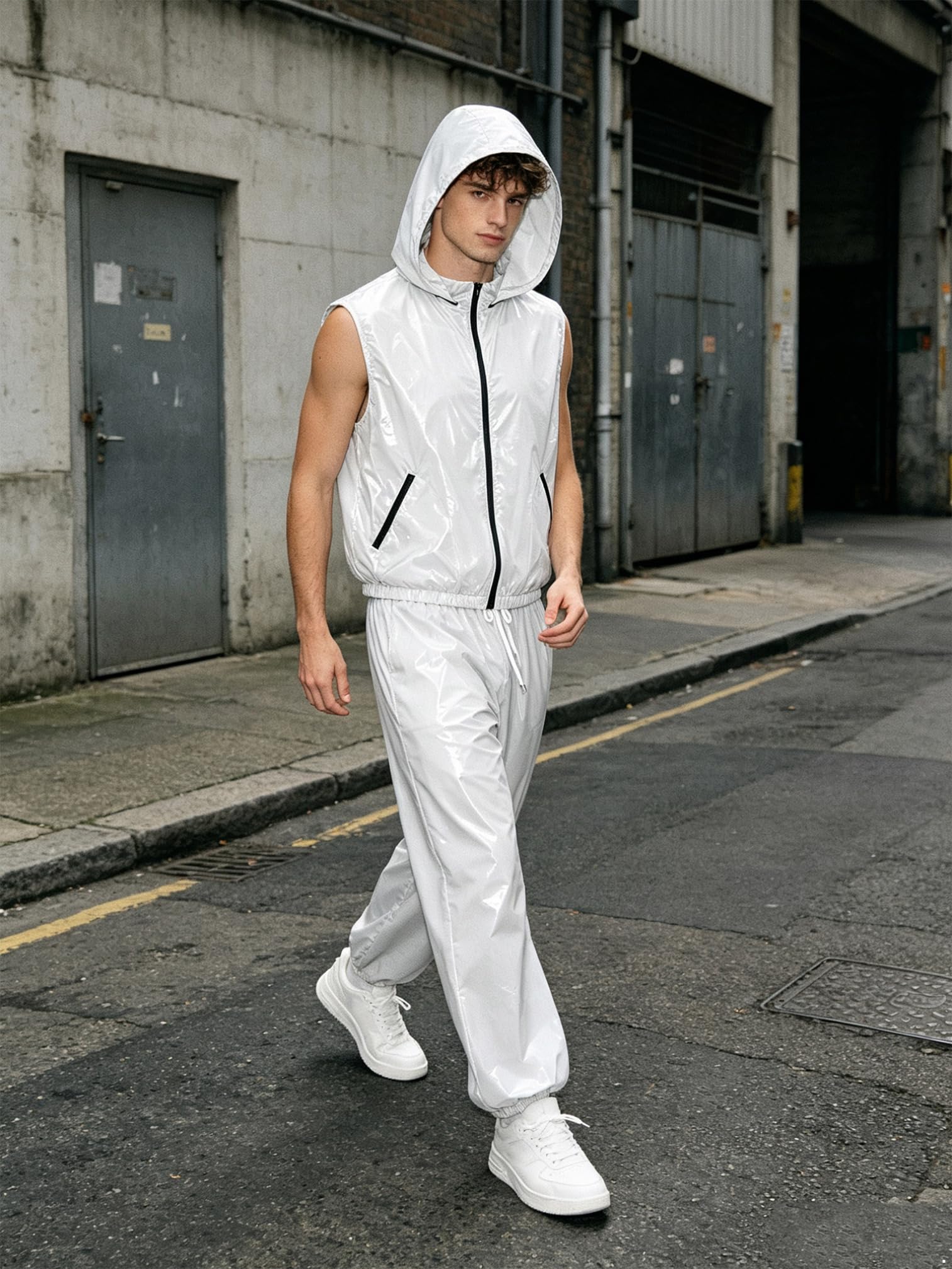 ranrann Uomo Streetwear Completo Sportivo Felpa Con Cappuccio E Pantaloni | Pcs Set,Combinazione Pantaloni Con Cordino Chiusura,Tasche,Campeggio,Allenamento,Jogging,All'Aperto,Fine Settimana,Palestra