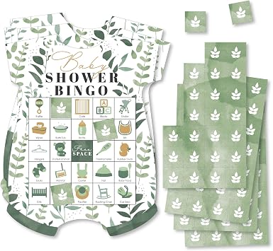 Big Dot of Happiness Boho Botanical Baby Shower Bingo Game - 18 Picture Bingo Cards with Markers, Baby Shower Party Supplies