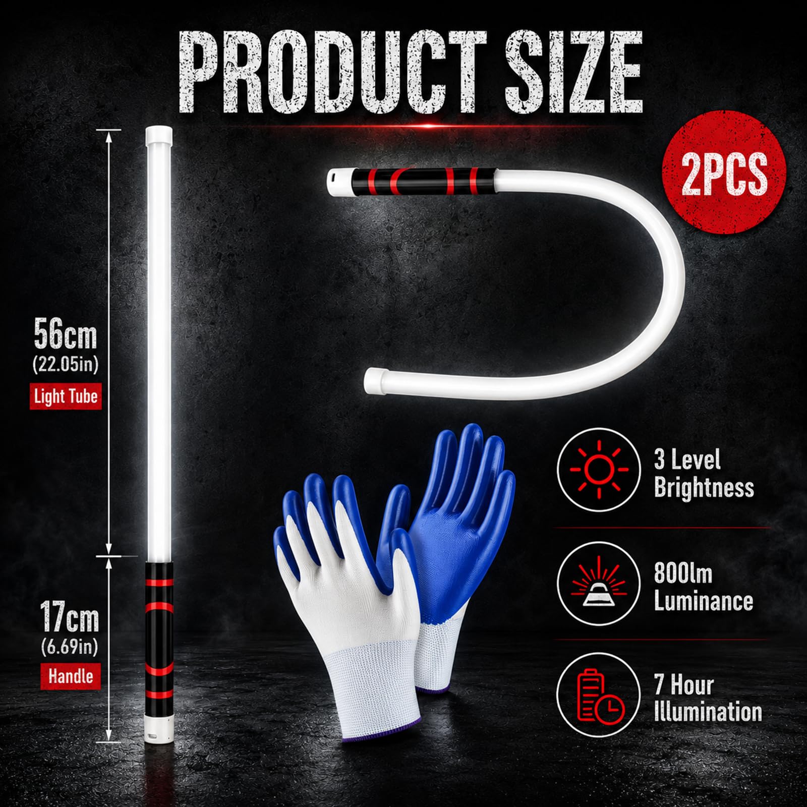 2 Stück LED Arbeitsleuchte, 73cm Flexible Wiederaufladbare Werkstattlampe