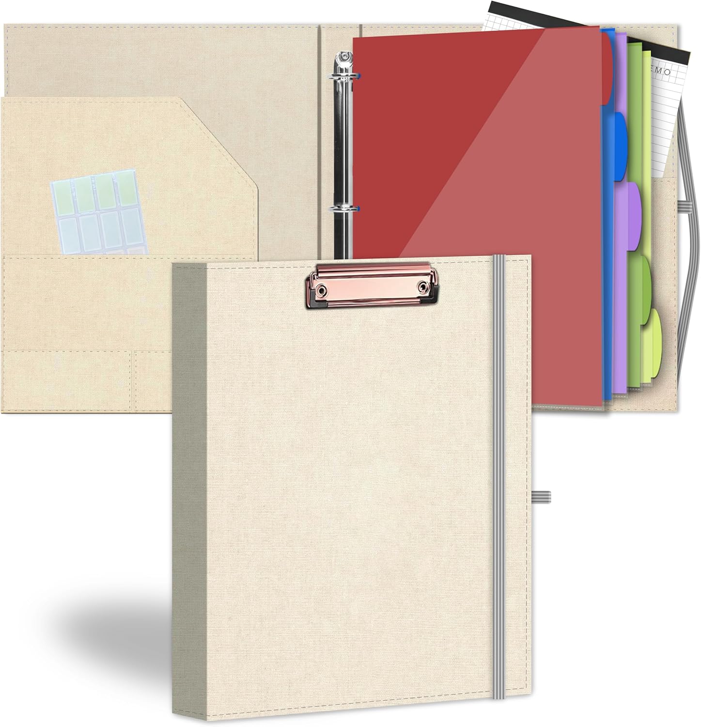 Fabric 3 Ring Binder with Clipboard,1 Inch Binder