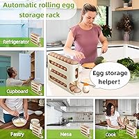 Vista 6 de Soporte para huevos para refrigerador, contenedor de huevos para refrigerador, dispensador automático de huevos rodante que ahorra espacio, estante