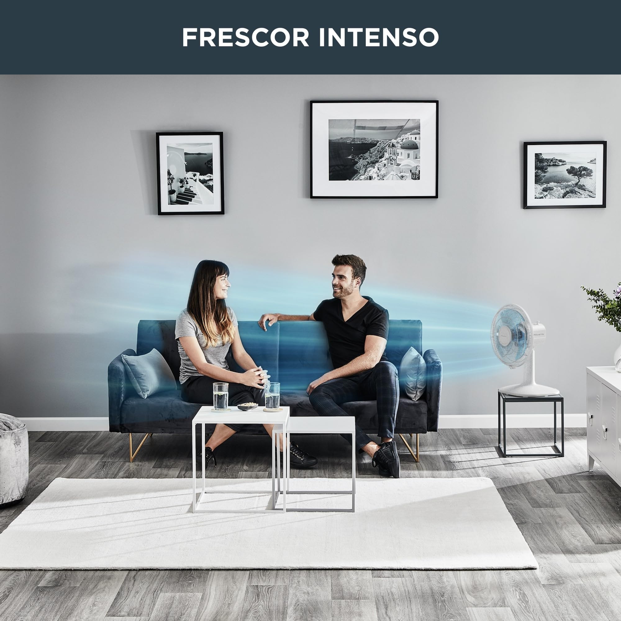 Rowenta Essential+ Ventilador de Mesa Silencioso - Oscilación Automática, 3 Velocidades, Flujo de Aire 34 m³/min, Nivel Sonoro 40 dB, Bajo Consumo, 30 cm, Compacto, Blanco (Reacondicionado)