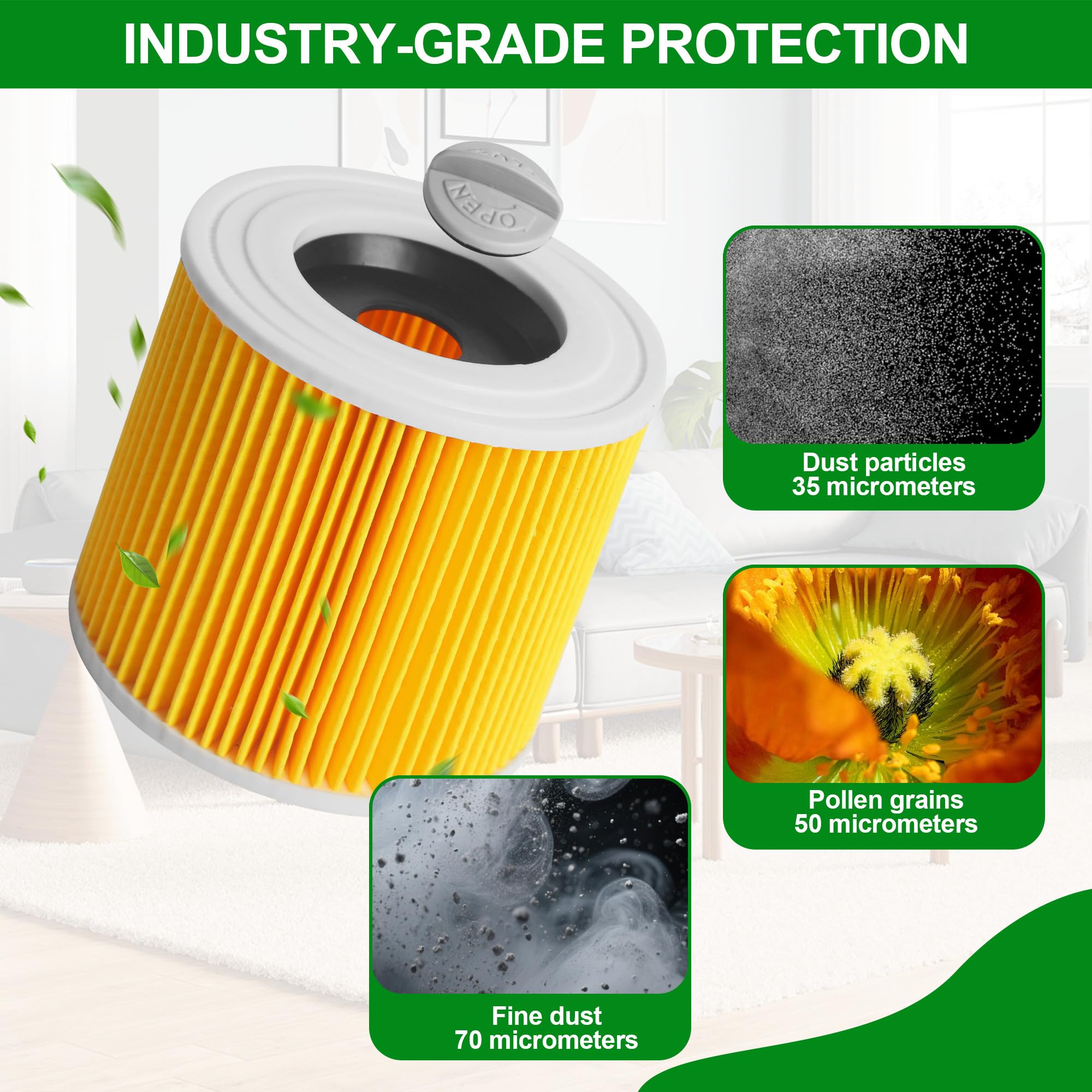 Supply Guy WD3 Filter compatibel met Karcher KFI 3310 WD1 WD2 WD3 MV3 SE4000 4001 4002 Reserveonderdelen 3 vervangende filters vervangt 2.863-303.0 (3 Set Stofzuigerfilter