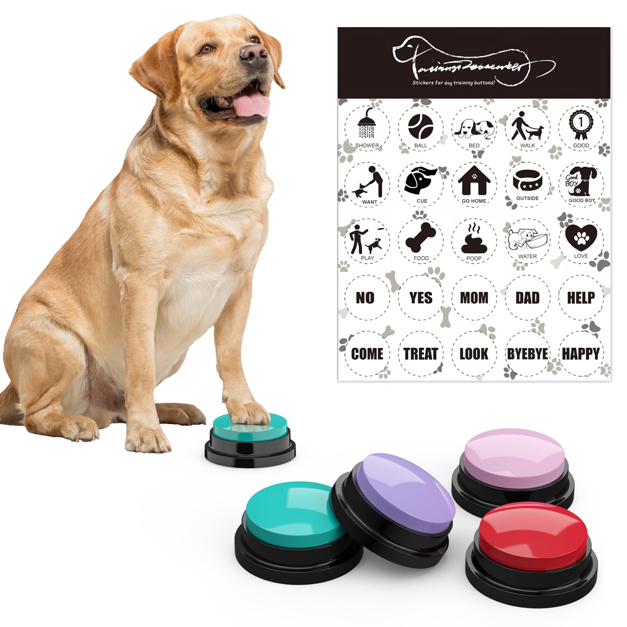 Clickers For Dog Training Dog Training Buttons Recordable Pet Talking Voice Recording Interactive Toys With Sticker For Communication Pet Training Buzzer Communication Device