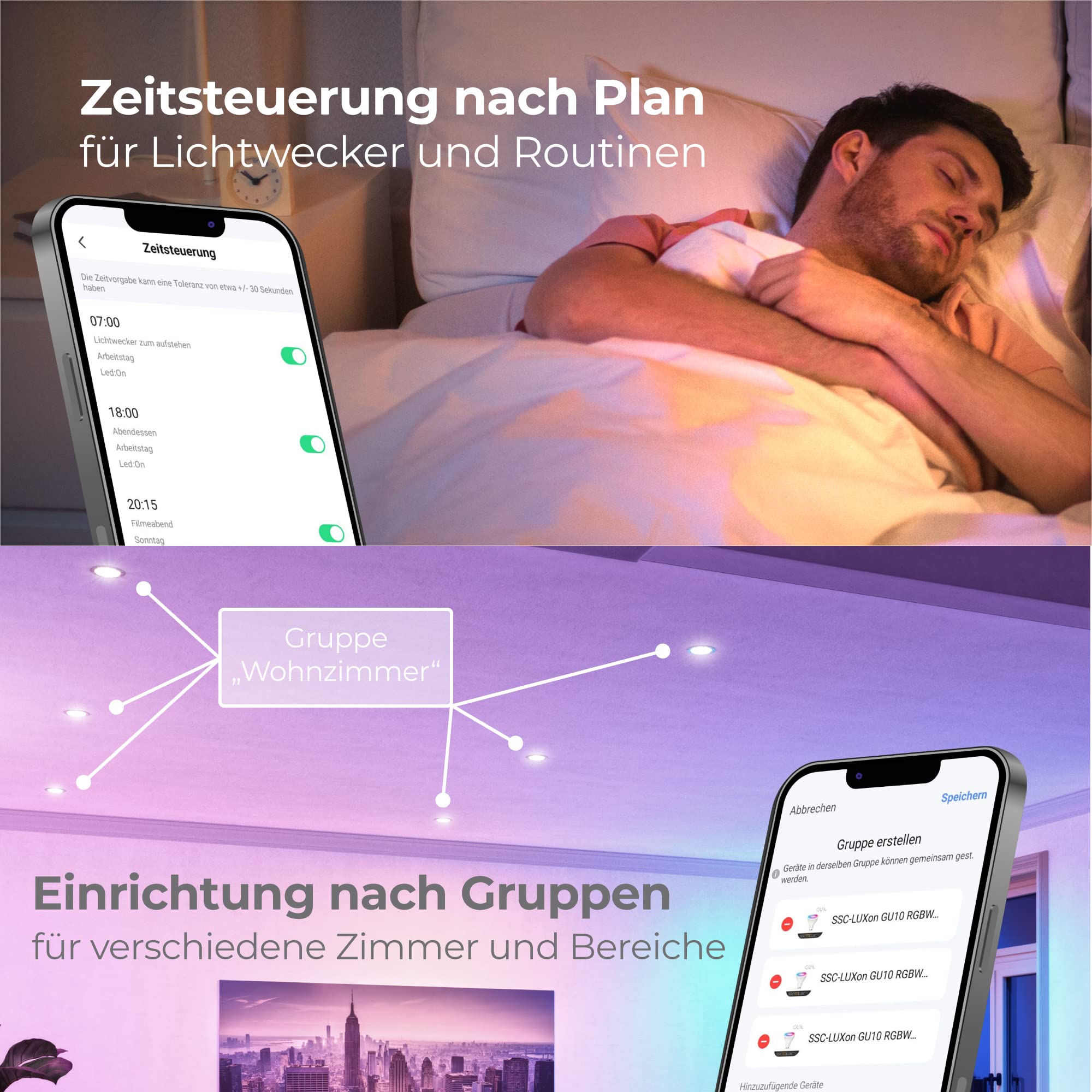 SSC-LUXon Modulo LED Piatto Smart Home – RGB CCT, Compatibile Con Alexa, Siri E Google, Dimmerabile WiFi 2,4 GHz