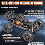 Rc Cars 1:14 All Terrain RC Car for Adults & Boys, 4WD Off-Road RC Truck High Speed Fast 40+ KPH, 4X4 Waterproof Remote Control Car with 2 Rechargeable 1300 mAh Batteries