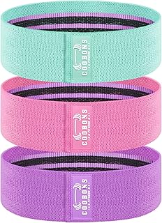 Resistance Bands Set - Booty & Legs Exercise Bands, Anti-Slip Fabric Stretch Bands, Workout Bands for Women/Men, Working Out, Hip Circle Lift, Thigh, Squat, Yoga, at Home Fitness or Gym - 3 Levels.