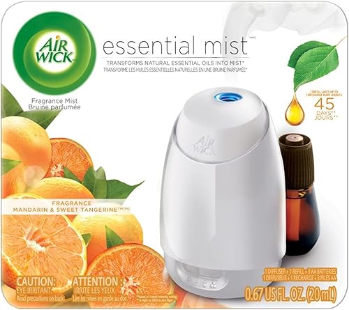 Air Wick Difusor de aceite esencial (difusor + 1 recarga), mandarina y mandarina dulce, ambientador
