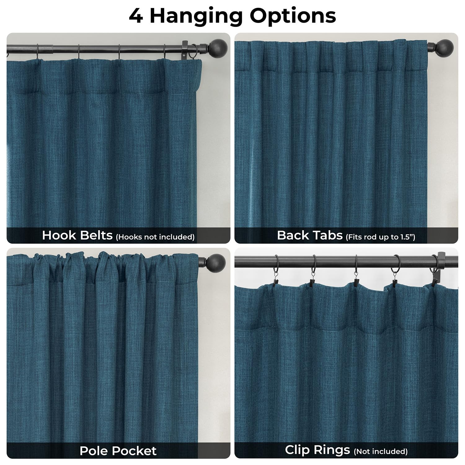 HPD Half Price Drapes Zasłony zaciemniające z teksturą lnu, sztuczny len, do sypialni, dł. 270 cm (1 panel), do salonu, dekoracja domu, 127 x 270 cm (szer. x dł.), niebieskie (Story Blue)