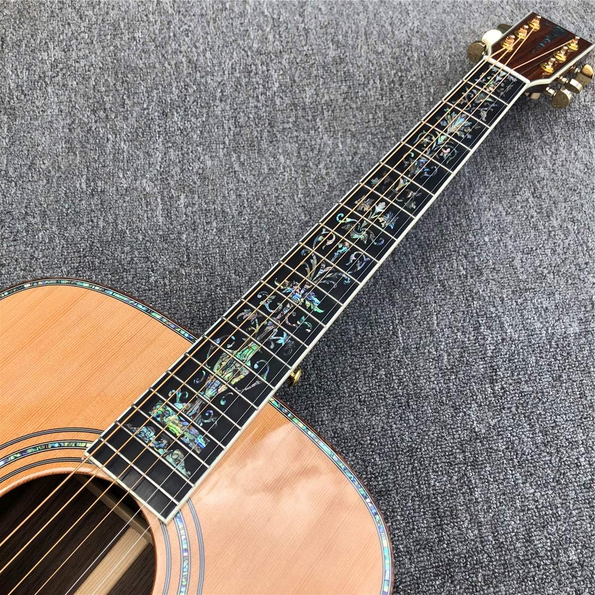 Real abalone D style acoustic guitar,Cocobolo back and sides,41 inches Solid cedar top Guitarra