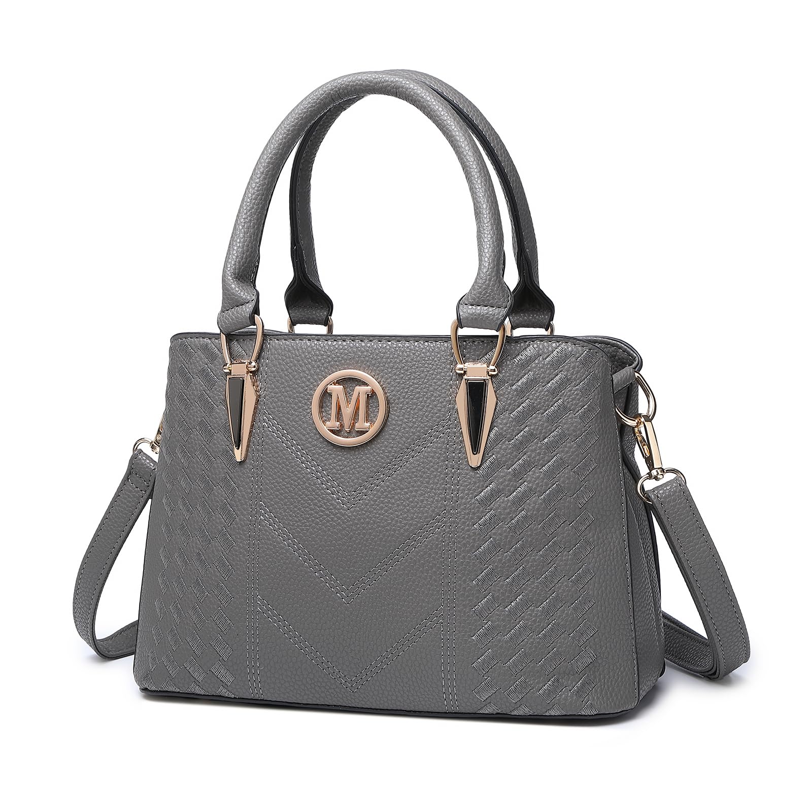 Miss Lulu Handbags for Women, Womens Top Handle Bag PU Leather Shoulder Bag Grey