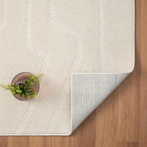 Miniatura 8 de LUXE WEAVERS Alfombra abstracta alta baja crema 5x7 alfombra geométrica