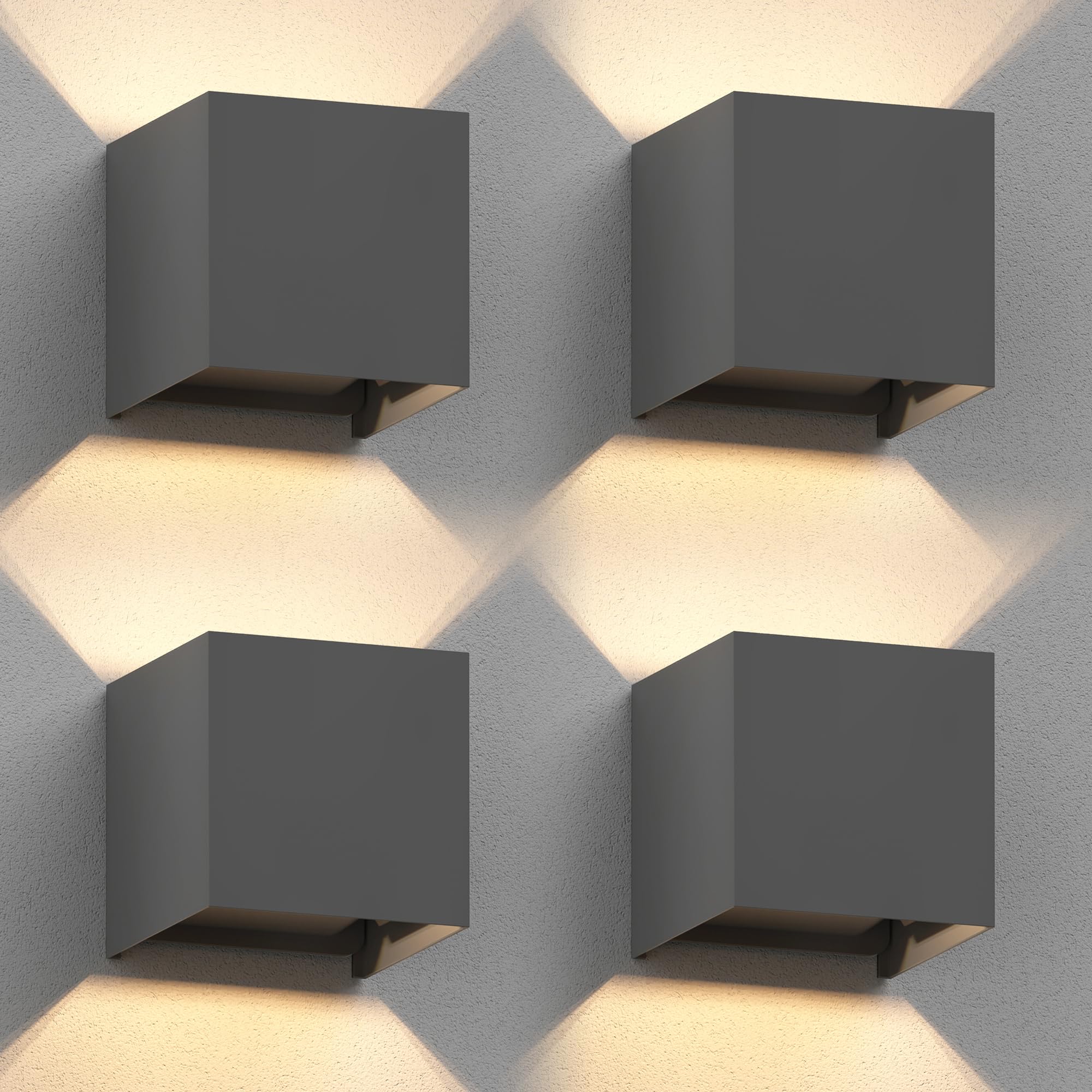 ledscom.de 4 apliques CUBEL para exterior, IP65, iluminación ascendente/descendente, antracita mate, cuadrados, 1x G9 máx. 10 W