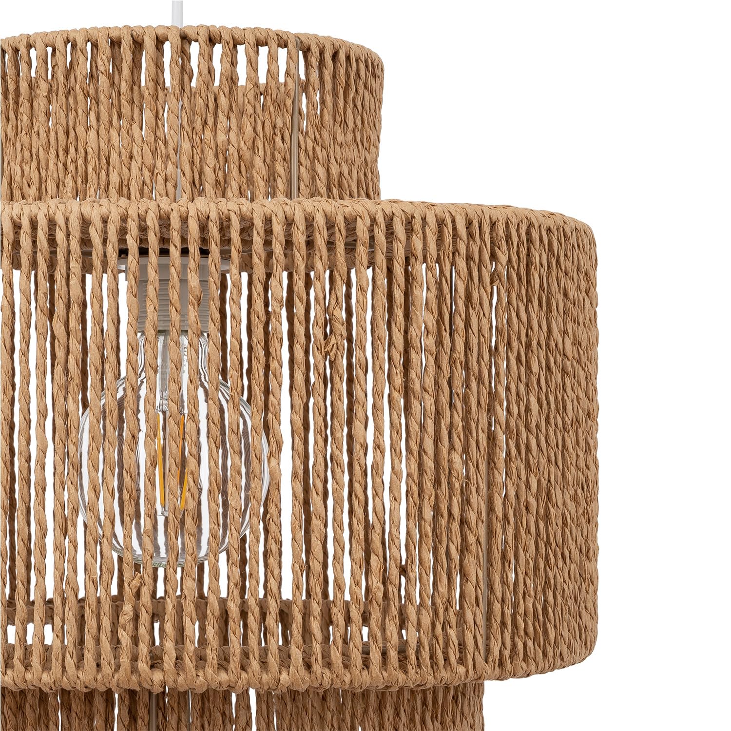 LEDKIA Pendelleuchte Geflochtenes Papier Neka Natürlich | Natürliches und elegantes Design | Leuchtmittel E27 kompatibel | Kabel verstellbar | ideal für den Innenbereich