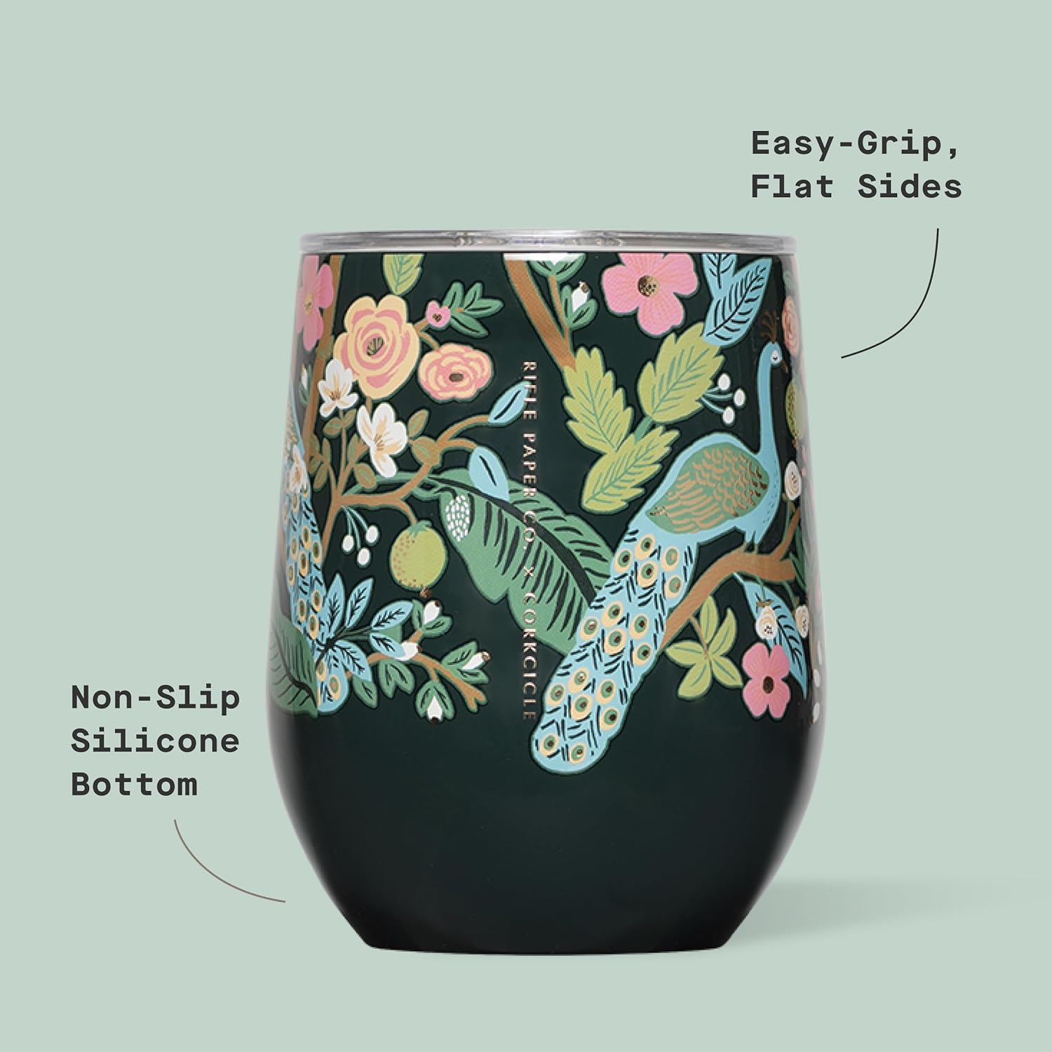 Corkcicle Stemless Insulated Wine Glass Tumbler - Keeps Beverages Cold 6 Hrs Hot 3 Hrs - Stainless Steel - Easy-Grip - Gift for Mom - Great for Mother's Day or Christmas - 12 oz - Peacock Blue - Image 4