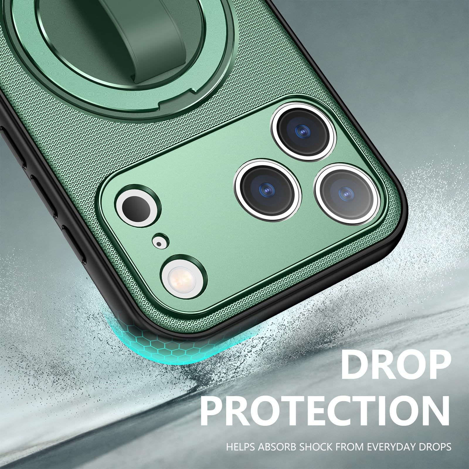 Dünne Hülle für iPhone 17 Pro Max/17 Pro/17 Air/17, Stoßfeste rutschfeste Schutzhülle mit Metall Ring Ständer Kameraschutz Handyhülle,Schwarz,17 Pro