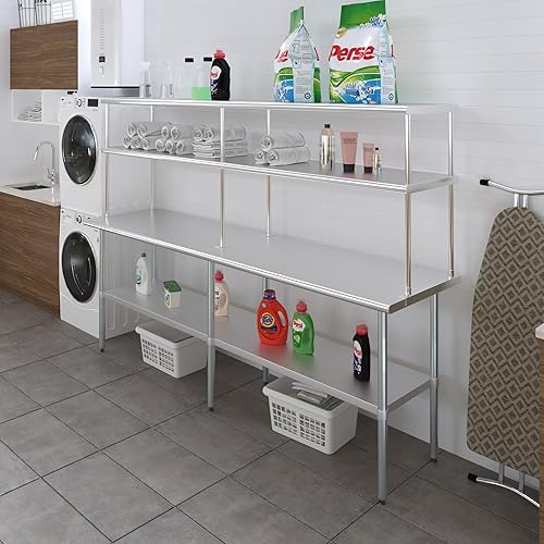 Vista 85 de AmGood Estante Doble Acero Inoxidable NSF - Muchos (30" Largo x 18" Profundo)