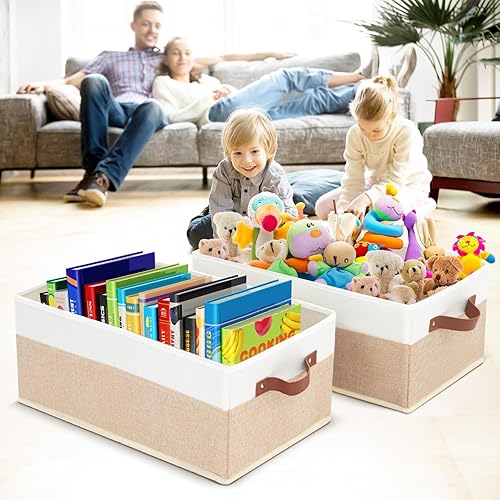 Miniatura 5 de Paquete de 3 cubos organizadores de armario, grandes contenedores de almacenamiento para estantes, cajas de almacenamiento plegables con asas de