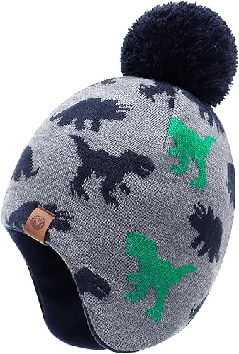 Duoyeree - Gorro Beanie para niños y niñas, con pompón, forro acogedor, gorro de invierno