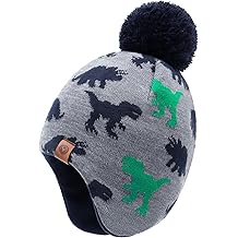 Kids Beanie Hat for Boys Girls Pom-pom Kint Hats Cozy Lining Winter Skull Cap