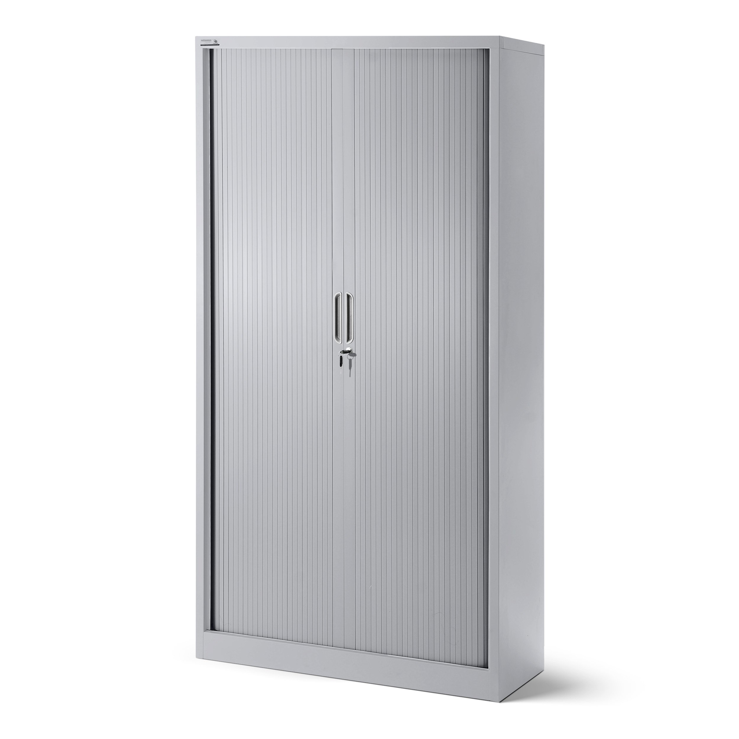 Jan Nowak Armoire Rideaux de Bureau métallique 4 étagères Porte roulante tôle d'acier verrouillable 185 cm x 90 cm x 45 cm (Gris)
