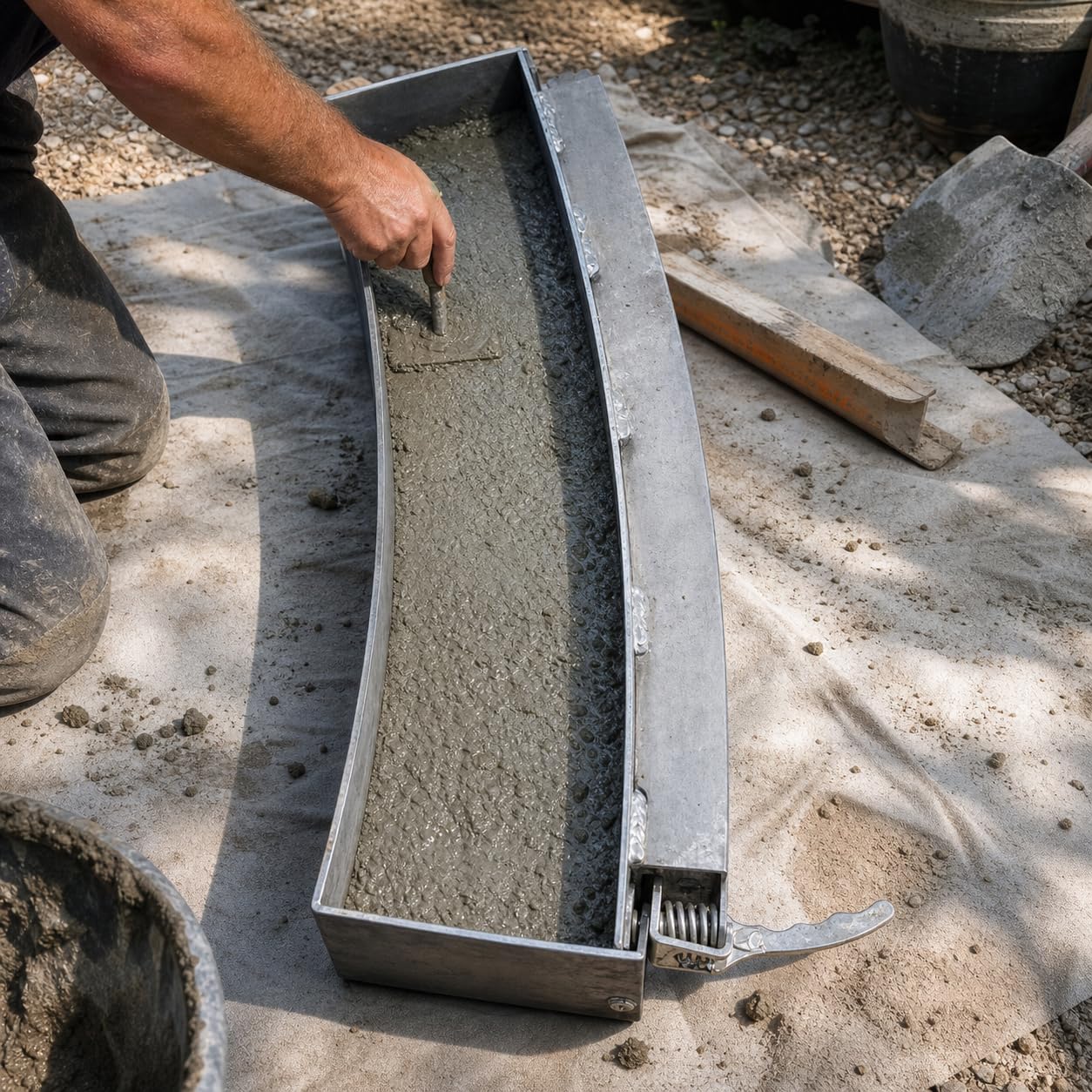 Gebogene Bordsteinform Metall | Robuste Metallkonstruktion, für Betonvorfertigung, zur Gestaltung von Gartenwegen, Einfahrten, für Kurven