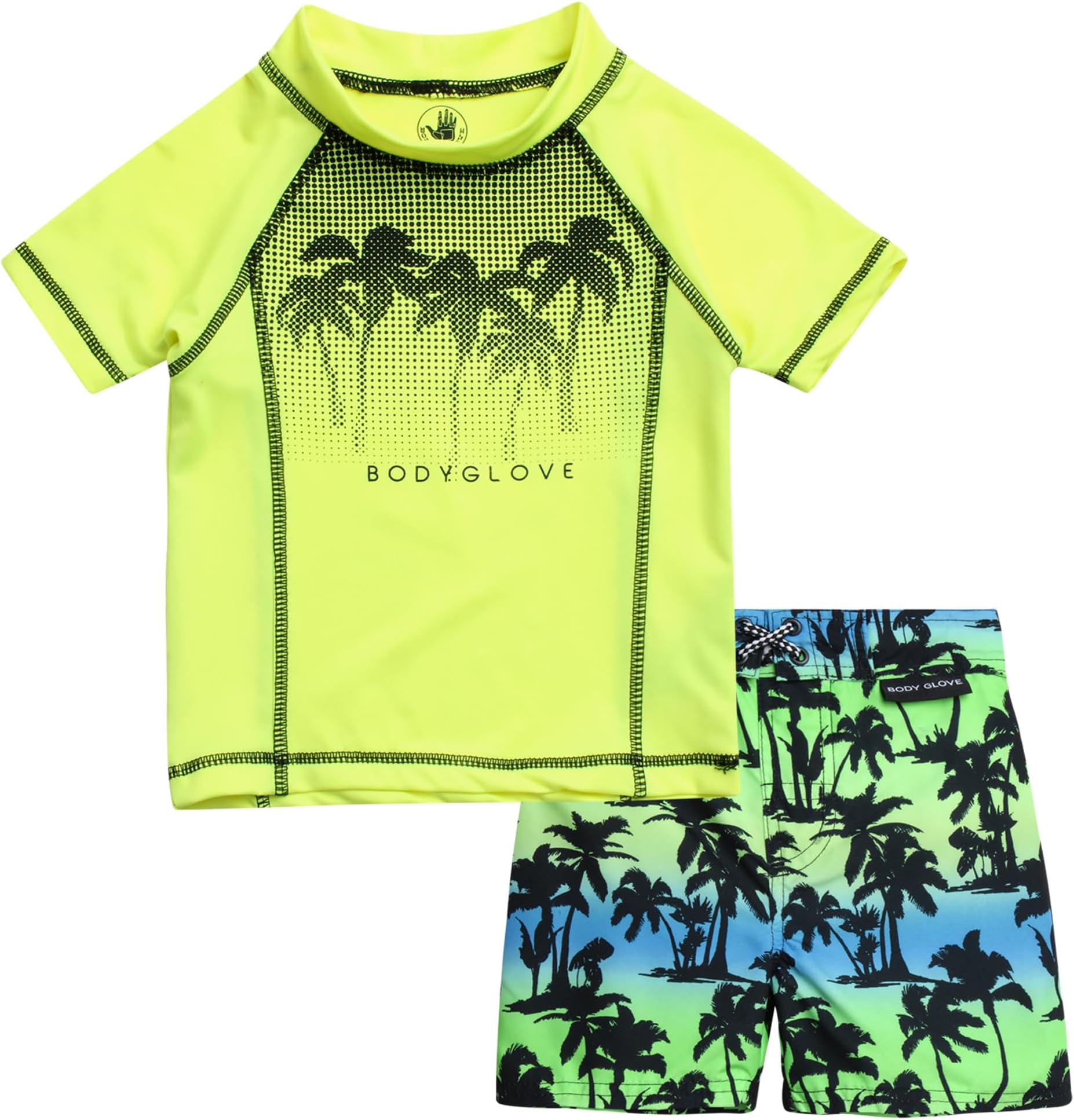 Body Glove Baby Boys' Toddler Rash Guard Swim Set - UPF 50+ Swim Shirt and Bathing Suit Trunks for Boys (2T-4T)