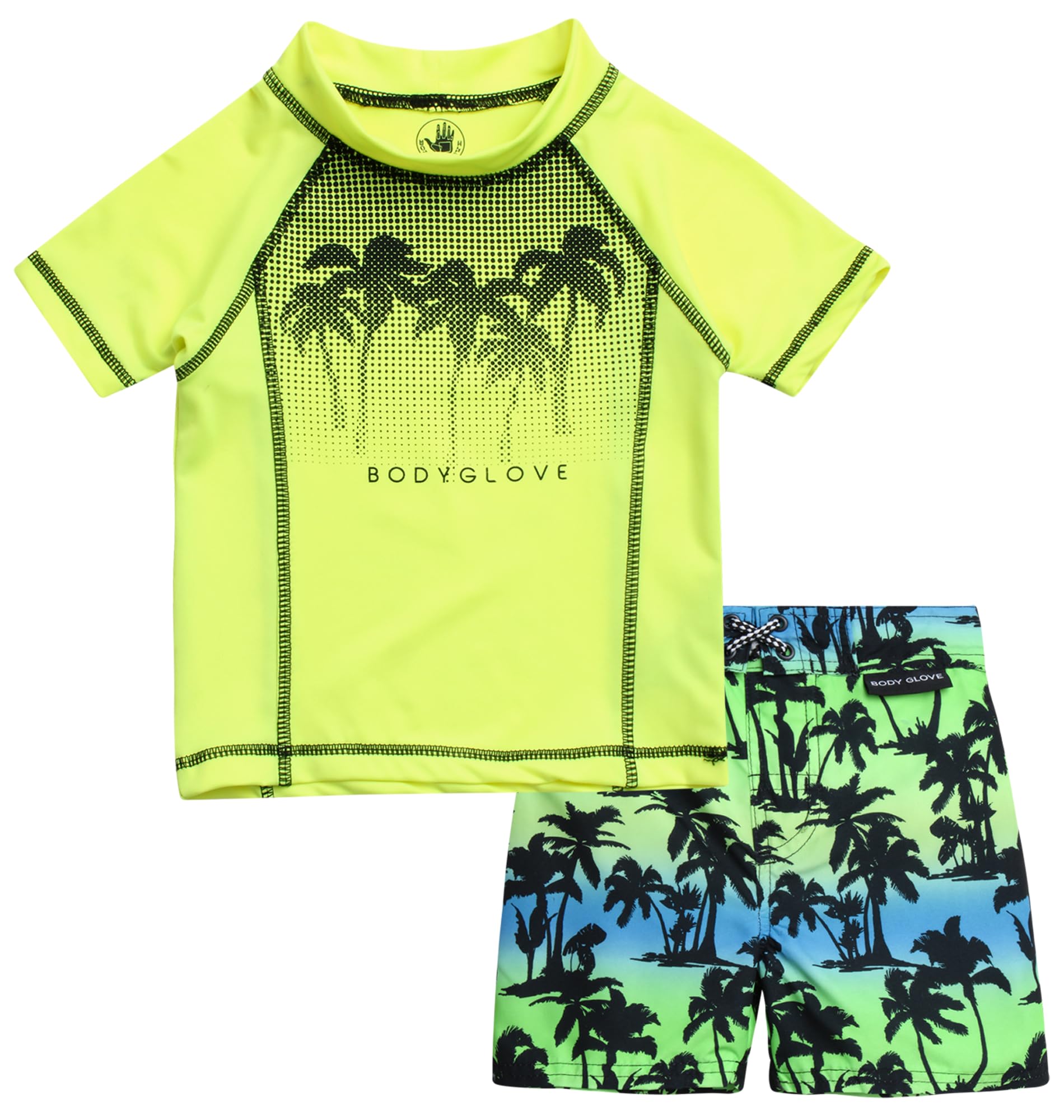 Body Glove Baby Boys' Toddler Rash Guard Swim Set - UPF 50+ Swim Shirt and Bathing Suit Trunks for Boys (2T-4T)