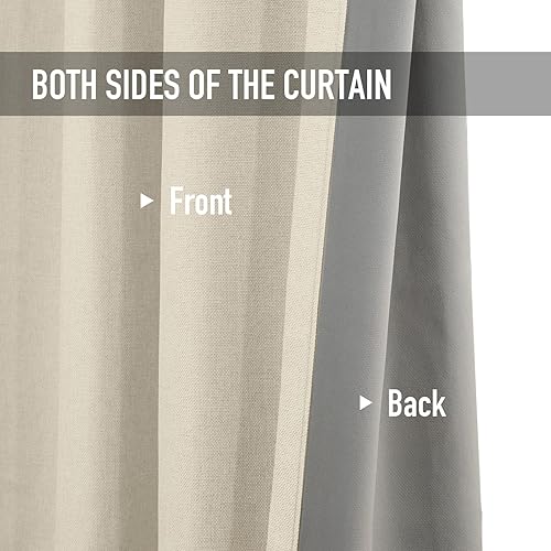 Miniatura 4 de 100% Blackout Shield Cortinas opacas de lino para dormitorio, cortinas de lino natural con ojales para sala de estar, cortinas de oscurecimiento con