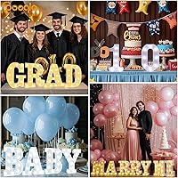 Vista 26 de Pooqla Letrero de Luces LED de Marquesina con Letras, Letra del Alfabeto Iluminada para Decoración del Hogar, Fiesta, Boda R