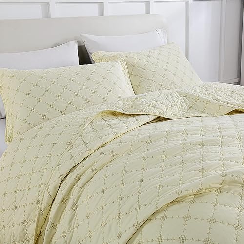 Miniatura 7 de Finlonte Juego de edredón tamaño King Juego de edredón de algodón tamaño King, colcha acolchada ligera y suave, juego de ropa de cama de edredón